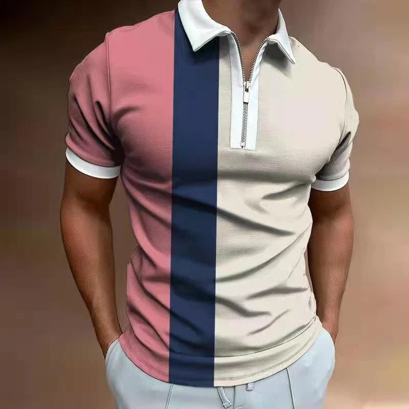 Men's Slim Fit Quarter Zip Patterned Polo