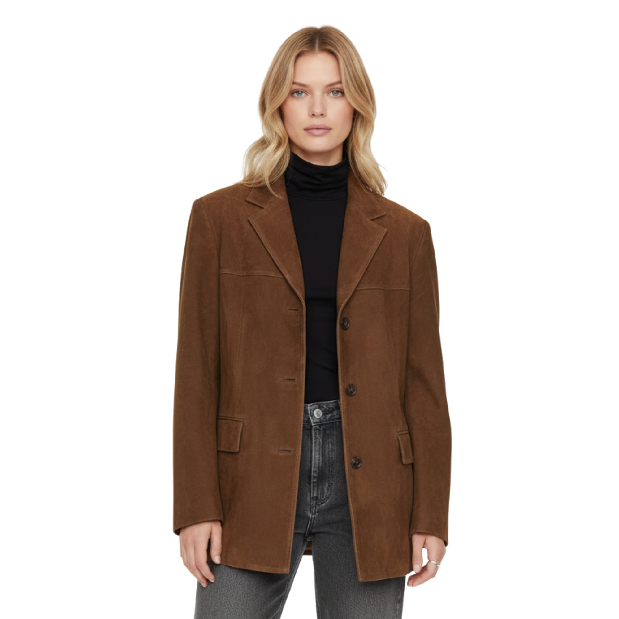 Jesienna Kurtka Suede z Guzikami