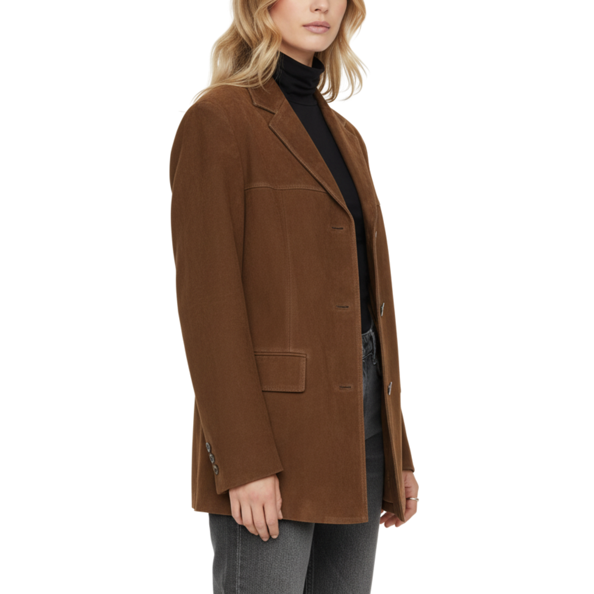 Jesienna Kurtka Suede z Guzikami