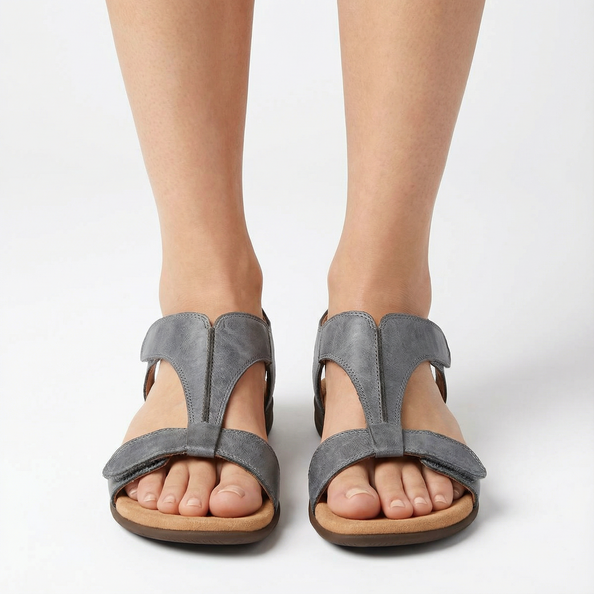 Casualowe sandały z odkrytymi palcami – regulowane paski na rzep, antypoślizgowa podeszwa