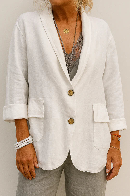 Linen Blazer Open Front Oversized Summer