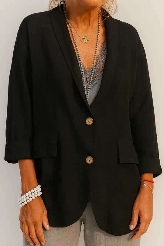 Linen Blazer Open Front Oversized Summer