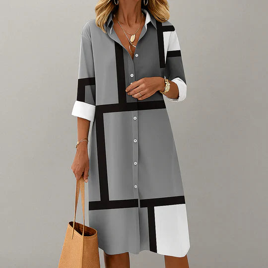 Women's Shirt Dress Print Button Front Summer