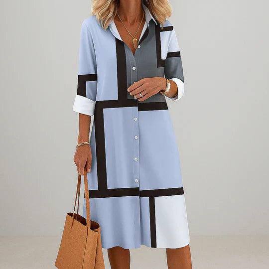 Women's Shirt Dress Print Button Front Summer