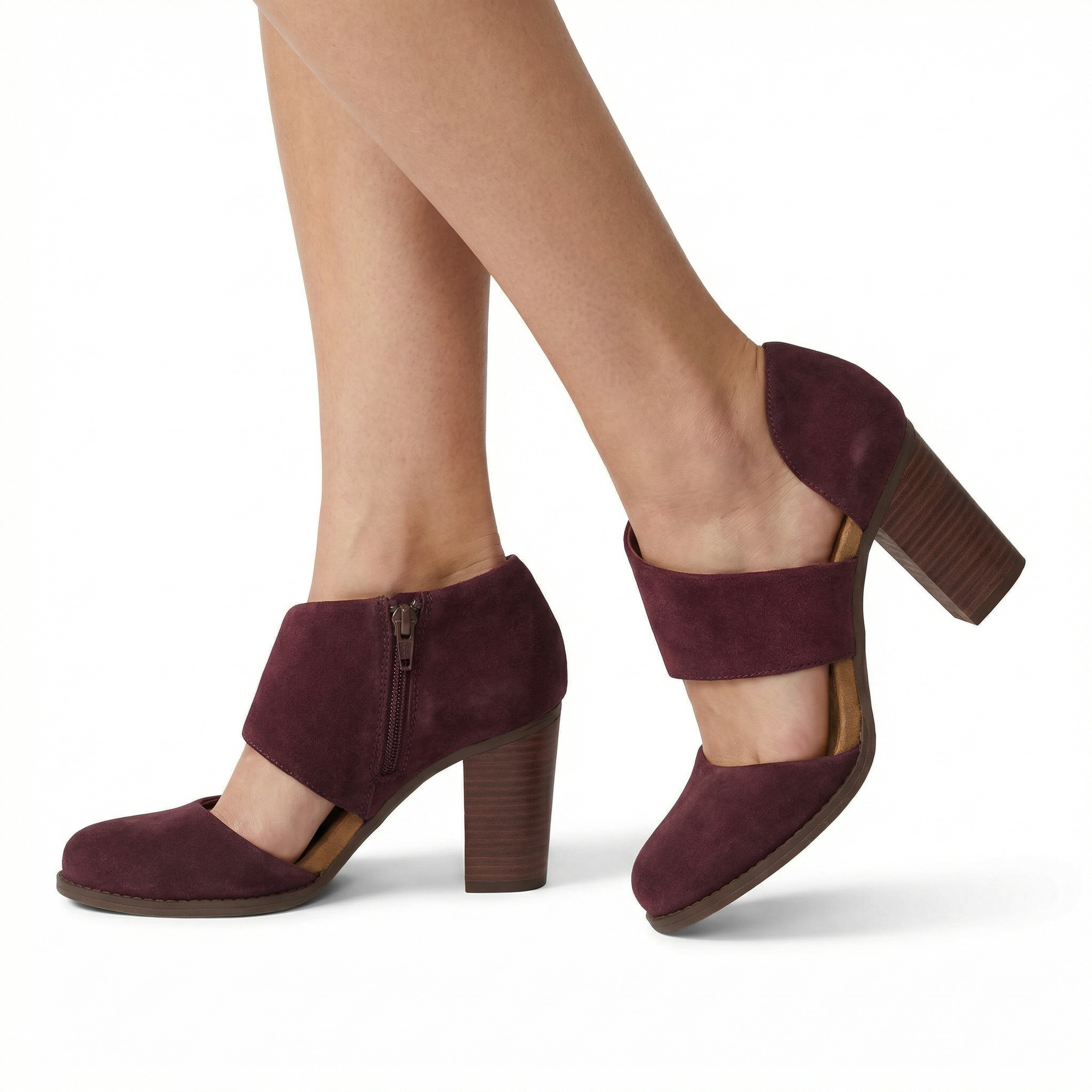 Czółenka na koturnie z zakrytym noskiem – obcas 7,5 cm, boczny zamek, obcas obszyty skórą