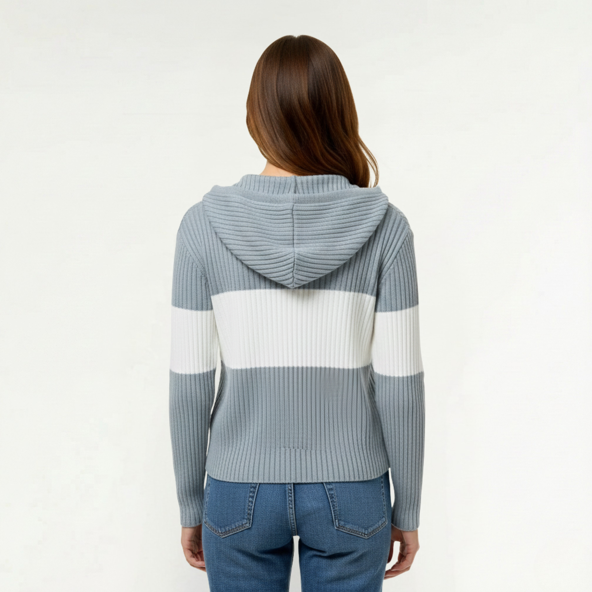 Damska bluza typu color-block zapinana na zamek