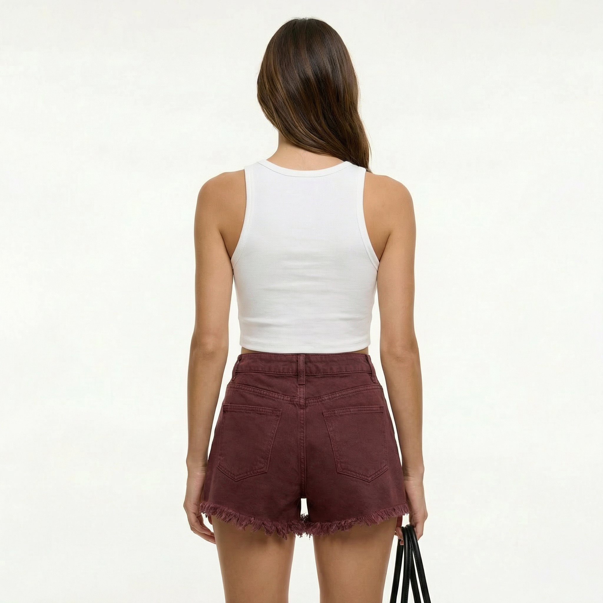 Dżinsowe szorty z wysokim stanem – postrzępione wykończenie, styl casualowy