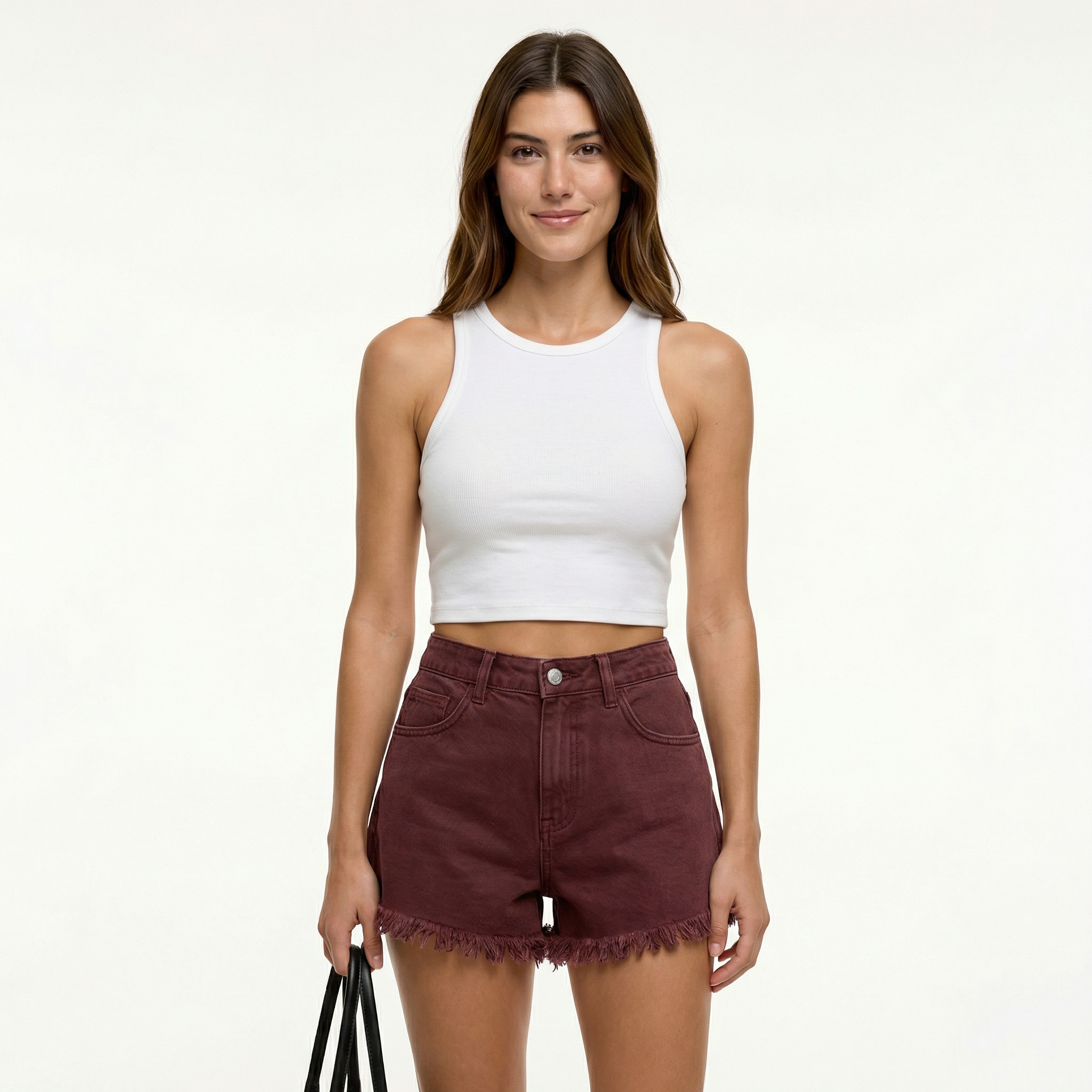 Dżinsowe szorty z wysokim stanem – postrzępione wykończenie, styl casualowy