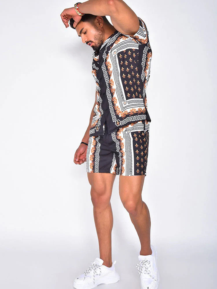Men's Tropical Hawaiian Button-Down Set