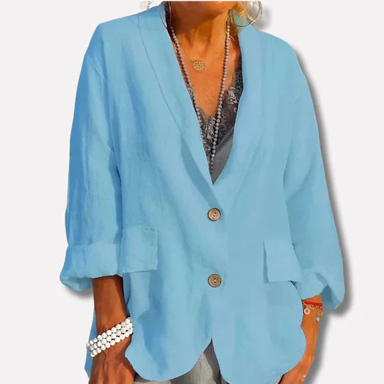 Linen Blazer Open Front Oversized Summer