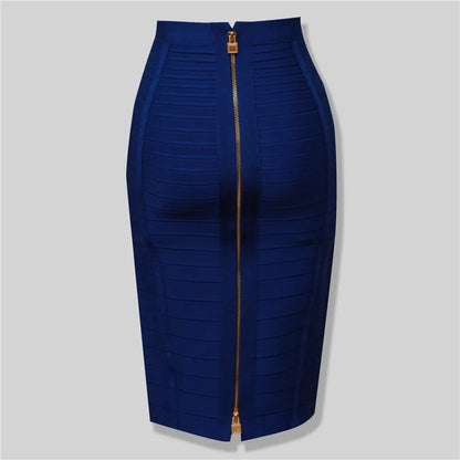 Sexy Zipper Bandage Skirt Designer A Line Skirt Faldas