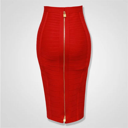 Sexy Zipper Bandage Skirt Designer A Line Skirt Faldas