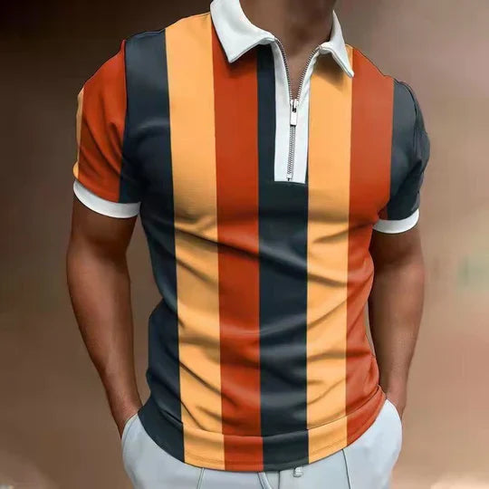 Men's Slim Fit Quarter Zip Patterned Polo
