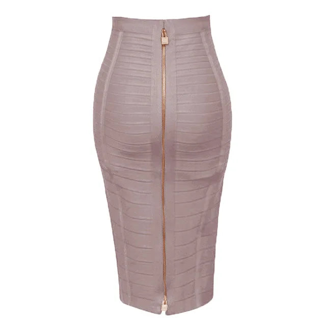 Sexy Zipper Bandage Skirt Designer A Line Skirt Faldas