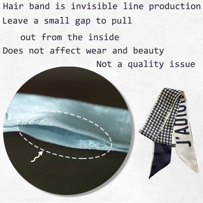 New Fashion Silk Scarf Hair Band Long Ribbon Bow Korean Printing Letter Hair Scarf Women Ponytail Holder Hair Accessories