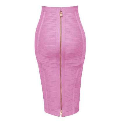 Sexy Zipper Bandage Skirt Designer A Line Skirt Faldas