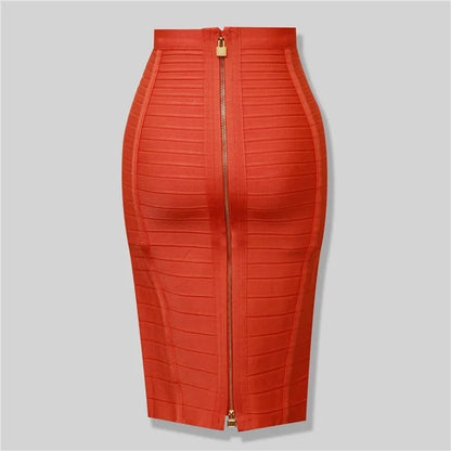 Sexy Zipper Bandage Skirt Designer A Line Skirt Faldas