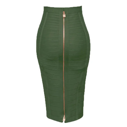 Sexy Zipper Bandage Skirt Designer A Line Skirt Faldas