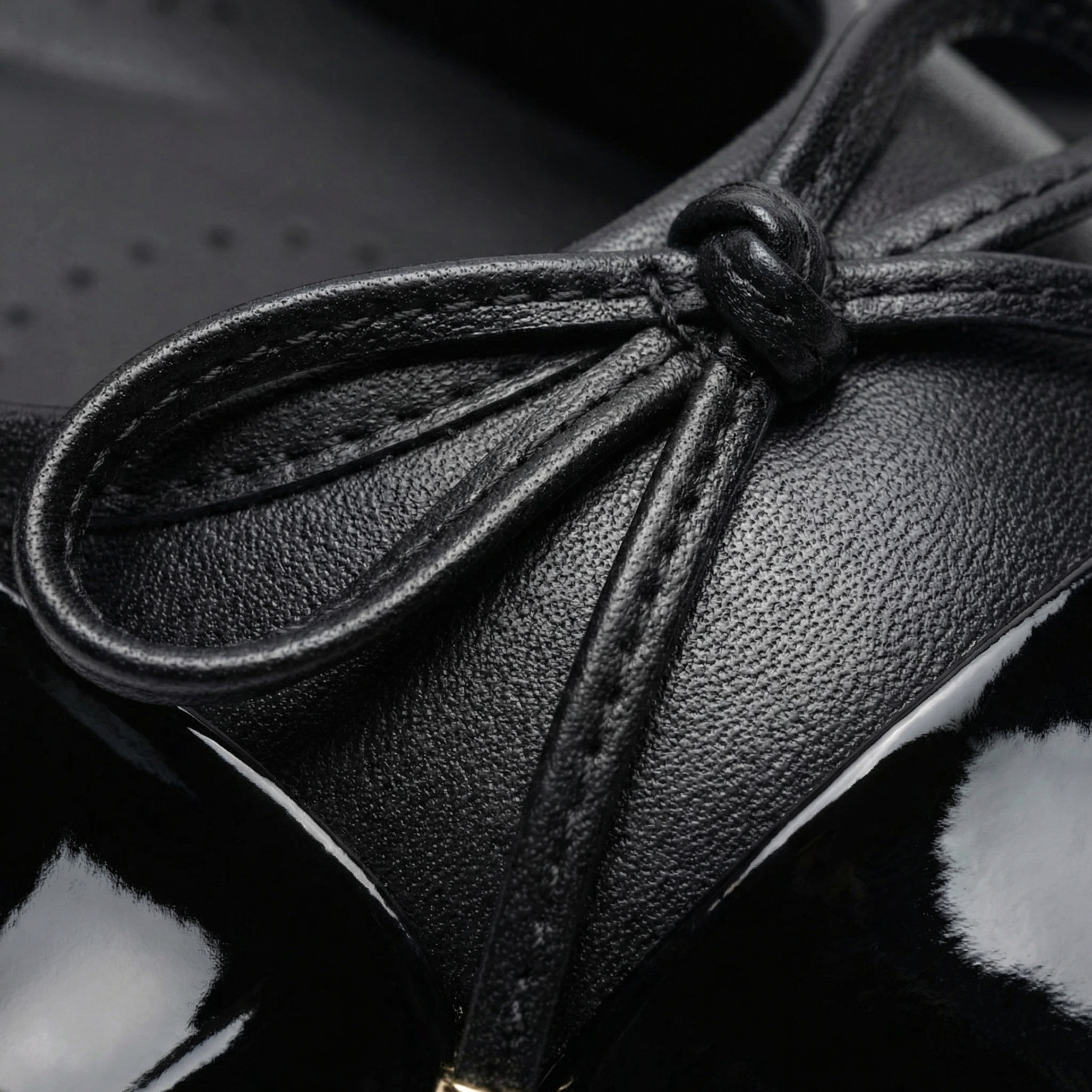 Baleriny Skórzane Z Kokardą Lato