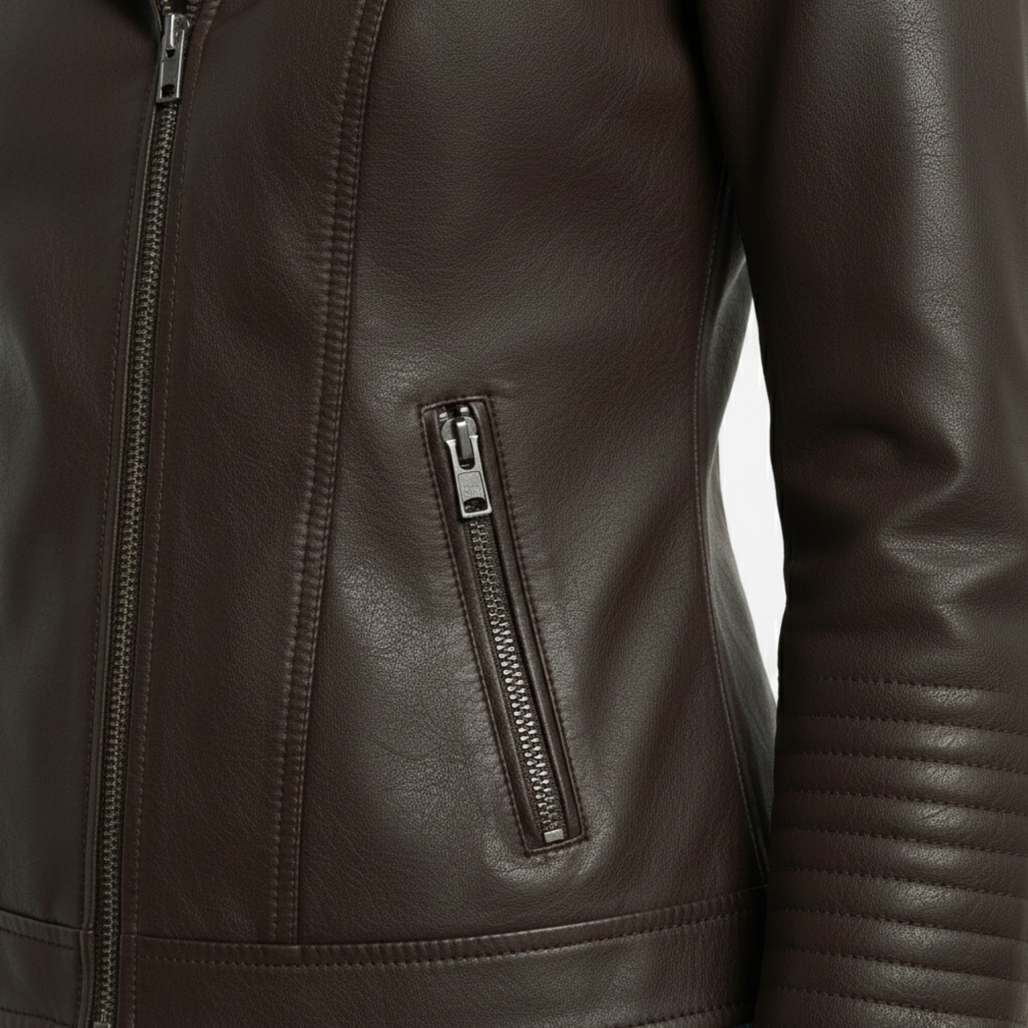 Damska kurtka skórzana z kapturem