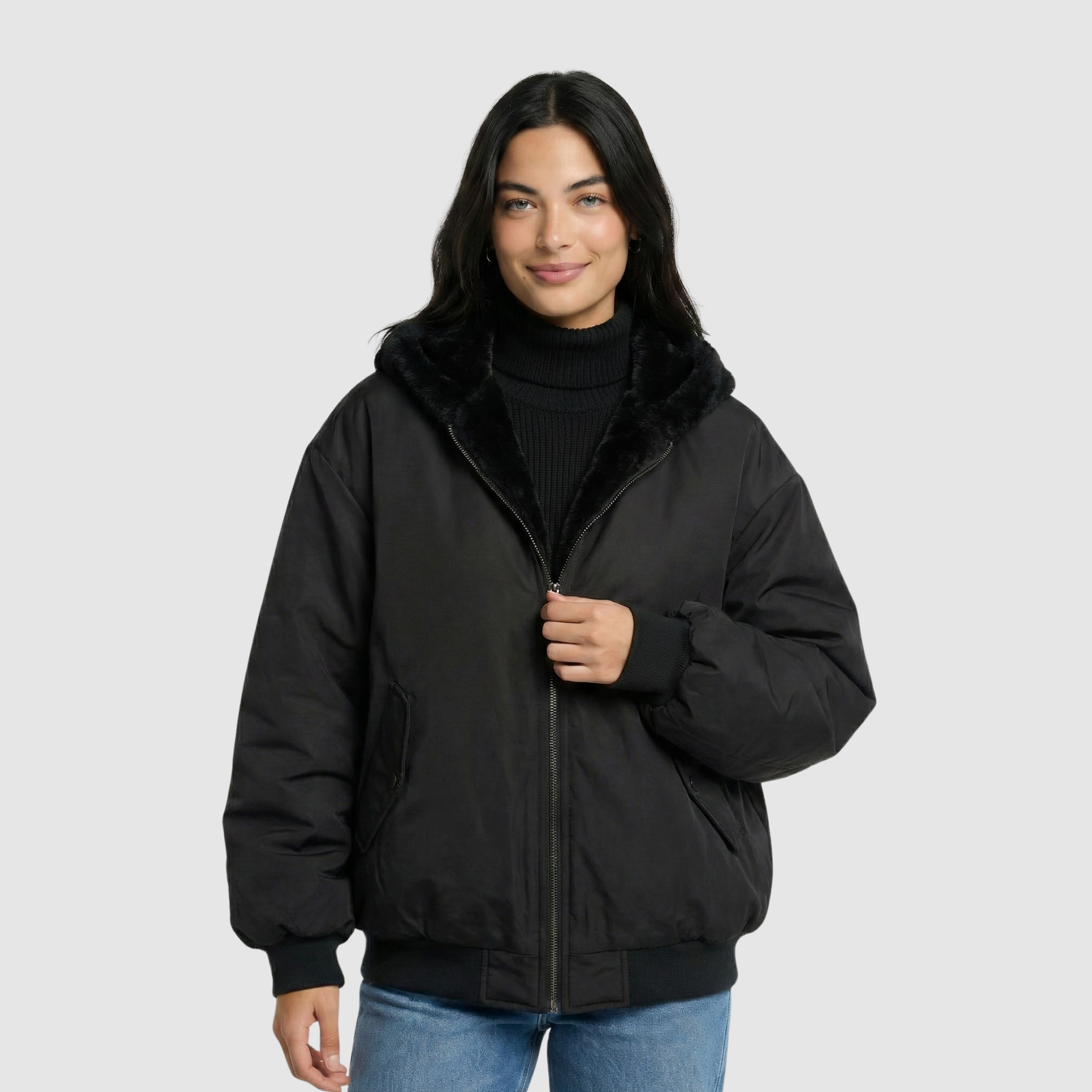 Damska bomberka z futerkową podszewką