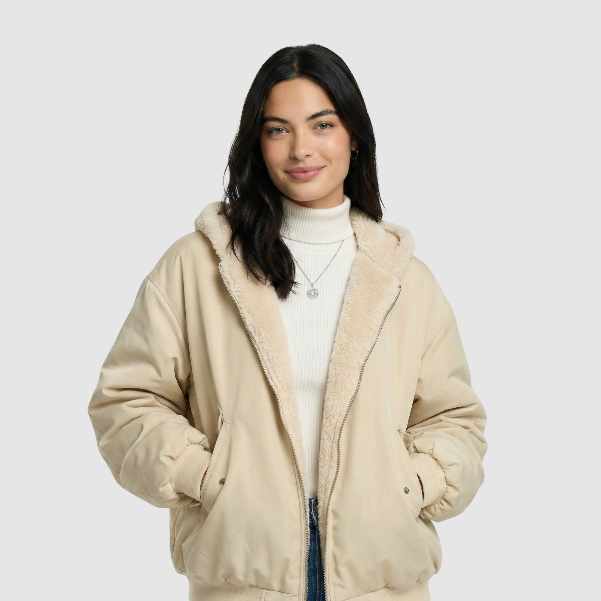 Damska bomberka z futerkową podszewką