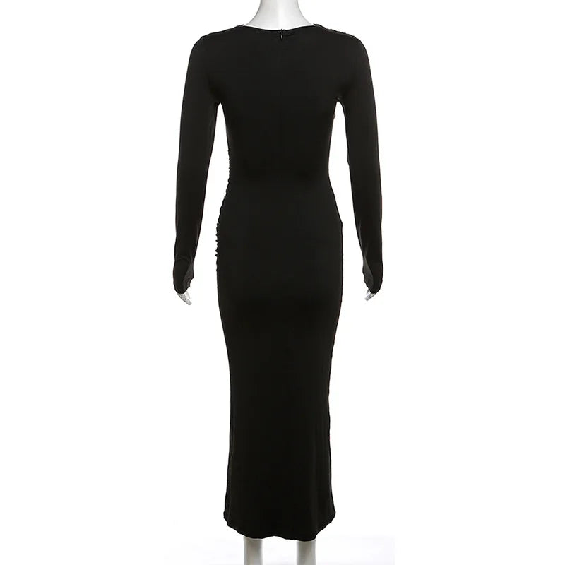 Amelia Elegant Ruched Long Bodycon Dress|Sprint Moda - Sprint Moda