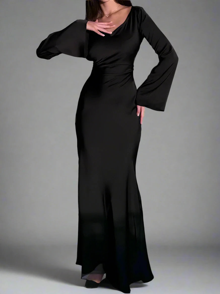 The Black Satin Maxi Dress | Sprint Moda - Sprint Moda