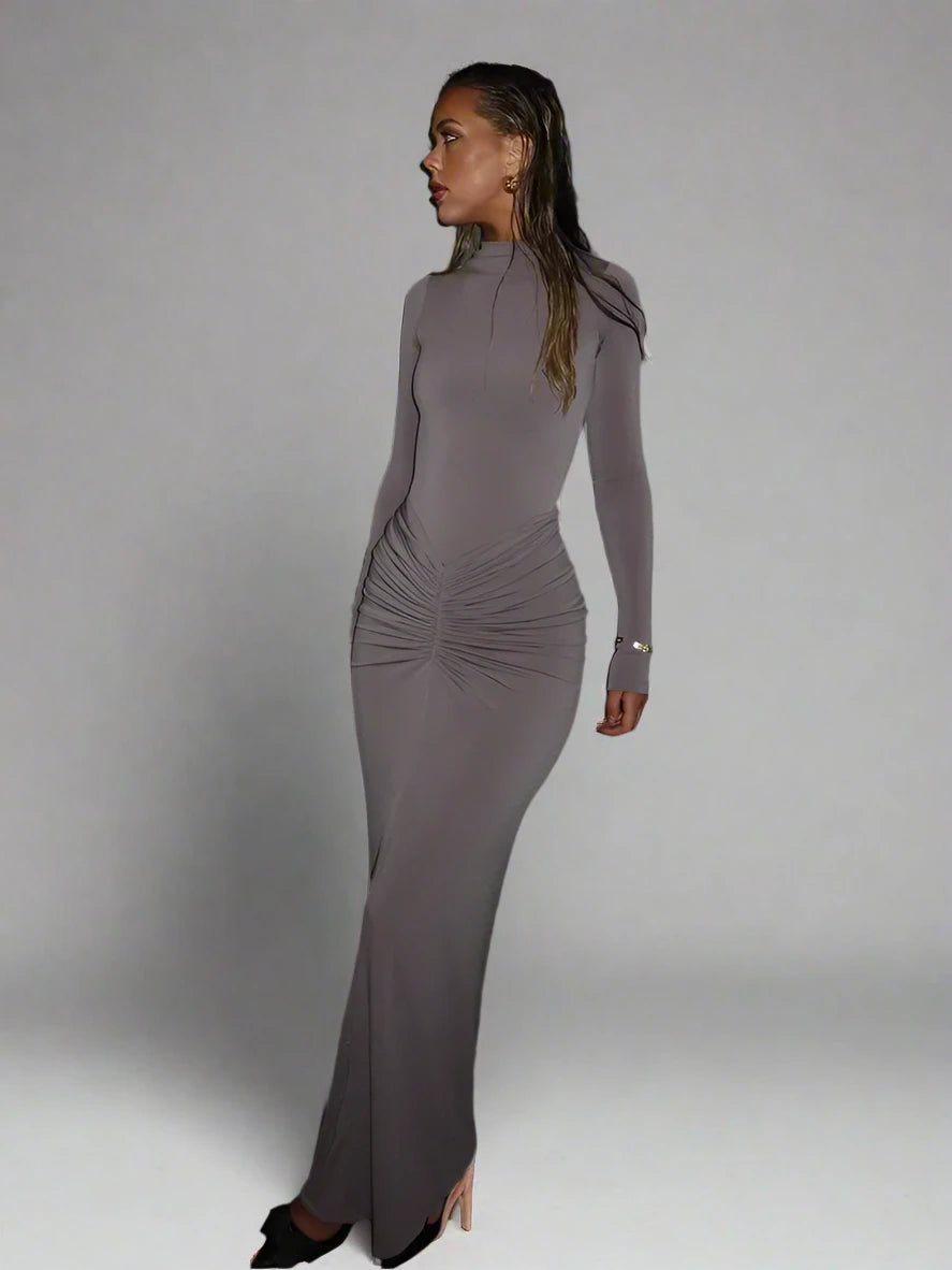 Elegant Autumn Maxi Body|Shaping, Long Sleeve Dress|Sprint Moda - Sprint Moda