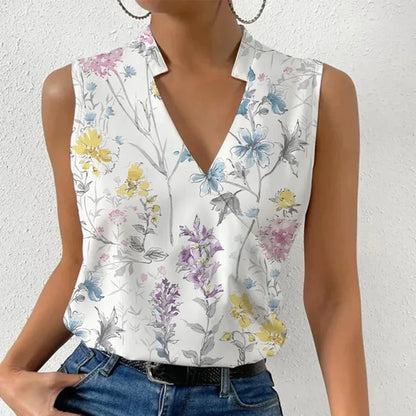 V-Neck Sleeveless Print women Blouse top|Sprint Moda - Sprint Moda