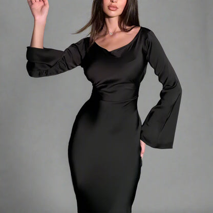 The Black Satin Maxi Dress | Sprint Moda - Sprint Moda