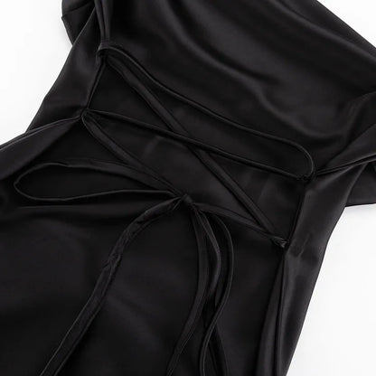 The Black Satin Maxi Dress | Sprint Moda - Sprint Moda