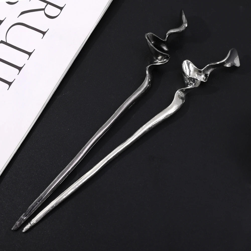 Women's Hairpin Metal Hair Stick Pin Chinese Chopstic Headdress Elegant Jewelry Accessories Wedding Party Headwear