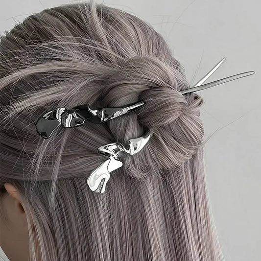 Women's Hairpin Metal Hair Stick Pin Chinese Chopstic Headdress Elegant Jewelry Accessories Wedding Party Headwear