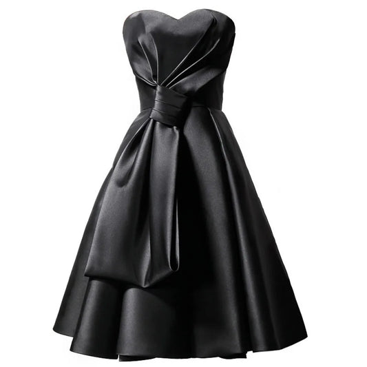 Short Satin Bustier Dress |Hepburn Style Black Party Dress|Sprint Moda - Sprint Moda