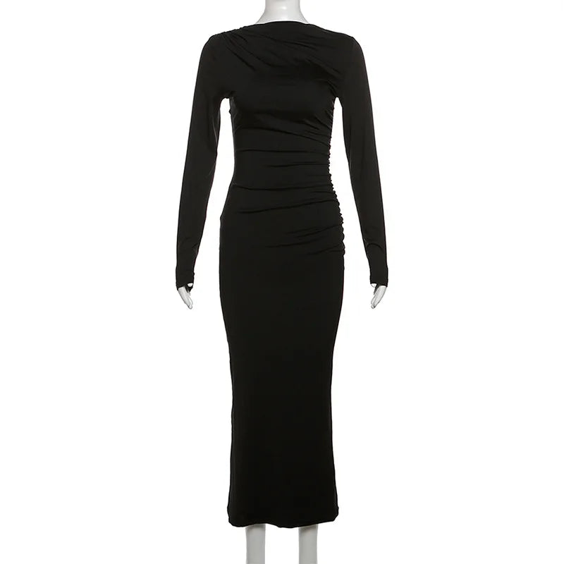 Amelia Elegant Ruched Long Bodycon Dress|Sprint Moda - Sprint Moda