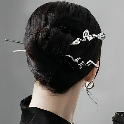 Women's Hairpin Metal Hair Stick Pin Chinese Chopstic Headdress Elegant Jewelry Accessories Wedding Party Headwear