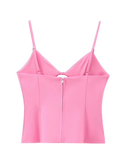 Women's Cut-Out Bow |Stretch V-Neck Top|Sprint Moda - Sprint Moda