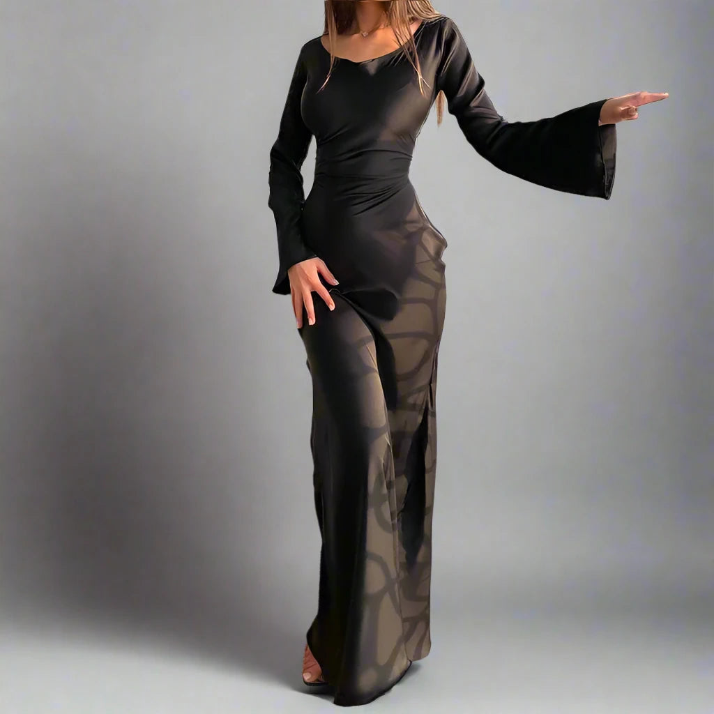 The Black Satin Maxi Dress | Sprint Moda - Sprint Moda