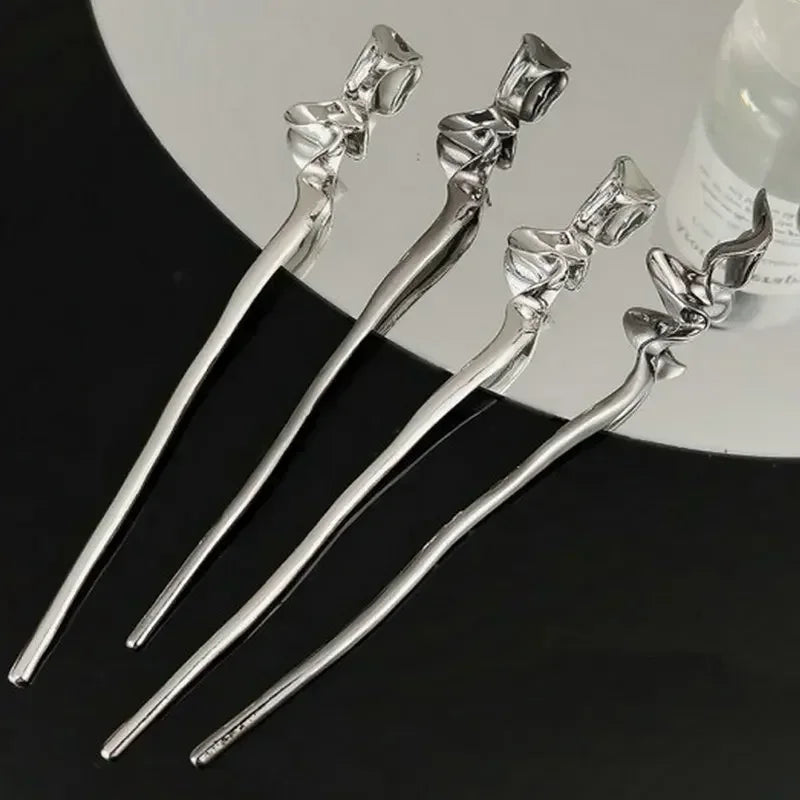 Women's Hairpin Metal Hair Stick Pin Chinese Chopstic Headdress Elegant Jewelry Accessories Wedding Party Headwear