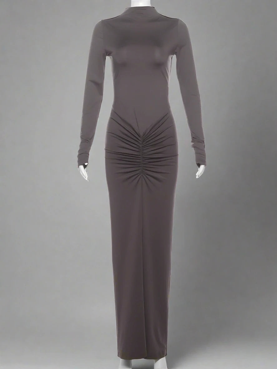 Elegant Autumn Maxi Body|Shaping, Long Sleeve Dress|Sprint Moda - Sprint Moda