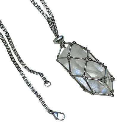 New Design Crystal Cage Necklace Holder Net Metal Chain Stone Collecting Holder Adjustable Pendant Copper Jewelry Accessories