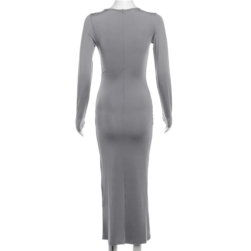 Amelia Elegant Ruched Long Bodycon Dress|Sprint Moda - Sprint Moda