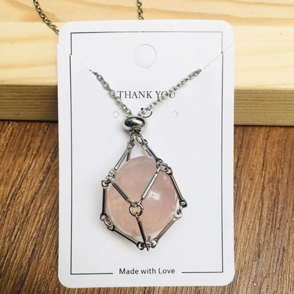 New Design Crystal Cage Necklace Holder Net Metal Chain Stone Collecting Holder Adjustable Pendant Copper Jewelry Accessories