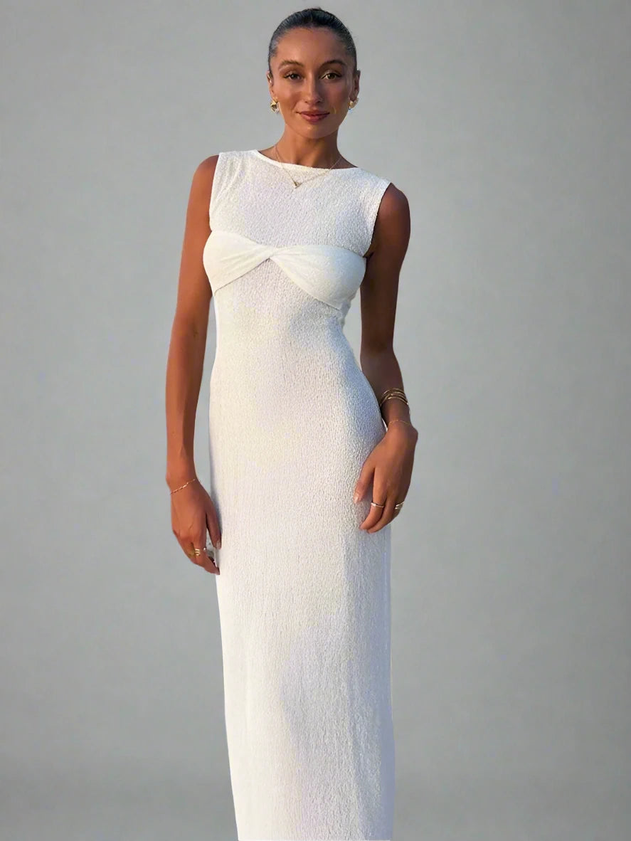 Sleeveless Knitted See-Through Maxi Dress| Sprint Moda - Sprint Moda