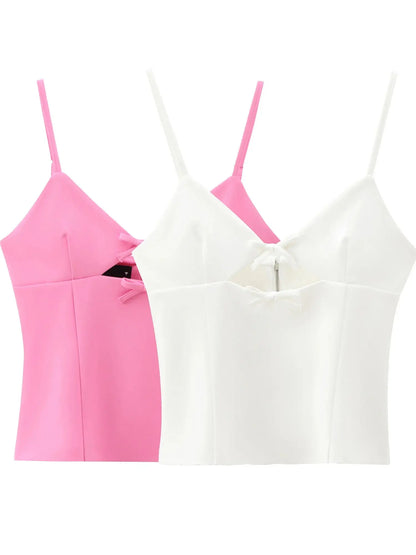 Women's Cut-Out Bow |Stretch V-Neck Top|Sprint Moda - Sprint Moda