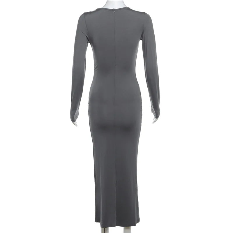 Amelia Elegant Ruched Long Bodycon Dress|Sprint Moda - Sprint Moda