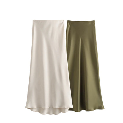 Elysia A-Line Satin Skirt|Sprint Moda - Sprint Moda