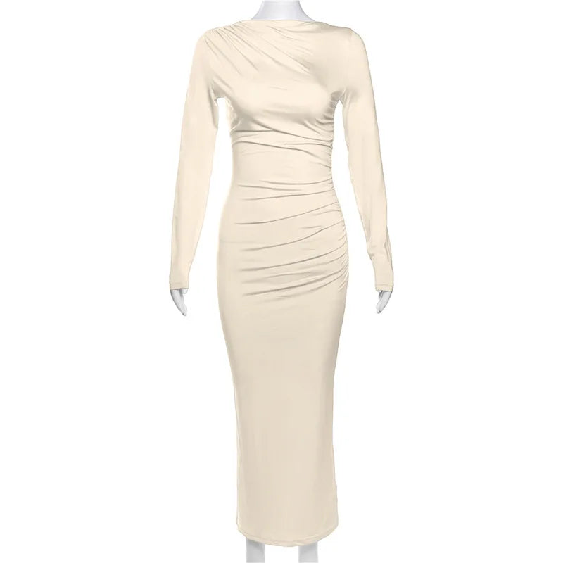 Amelia Elegant Ruched Long Bodycon Dress|Sprint Moda - Sprint Moda