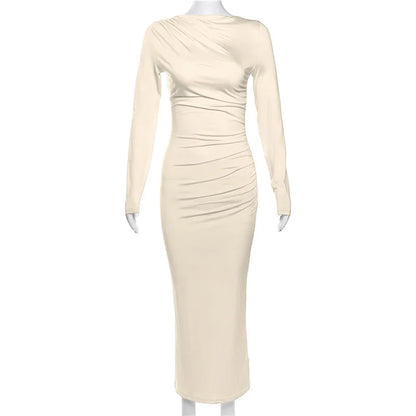 Amelia Elegant Ruched Long Bodycon Dress|Sprint Moda - Sprint Moda